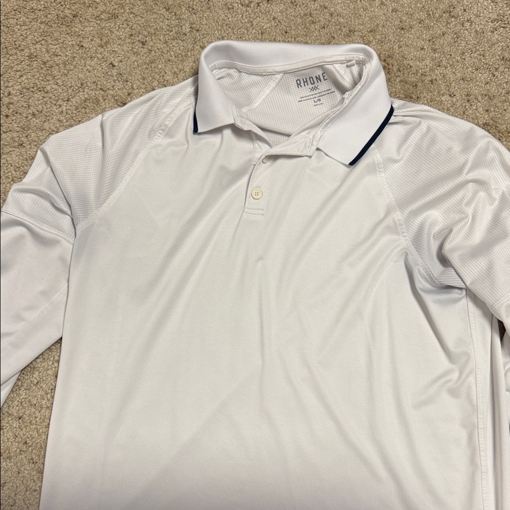 Rhone Men's long sleeve White Polo Shirt